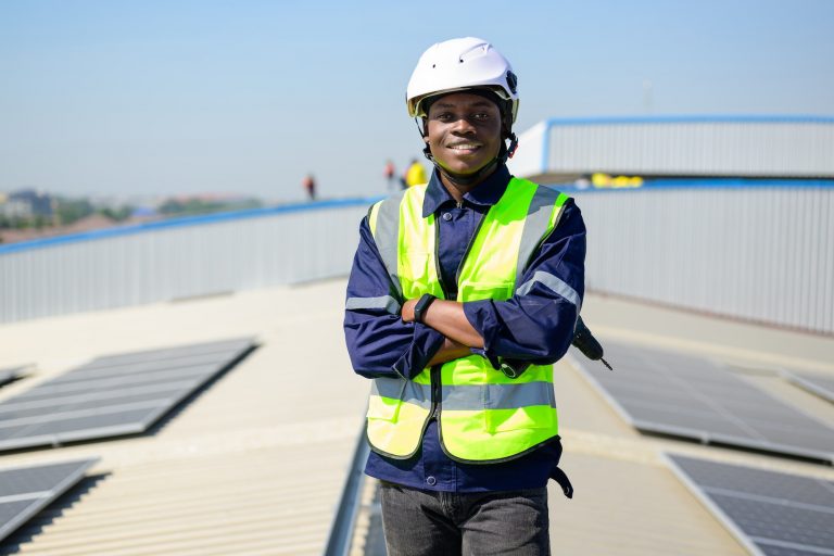 Smiling portrait of professional engineer technician