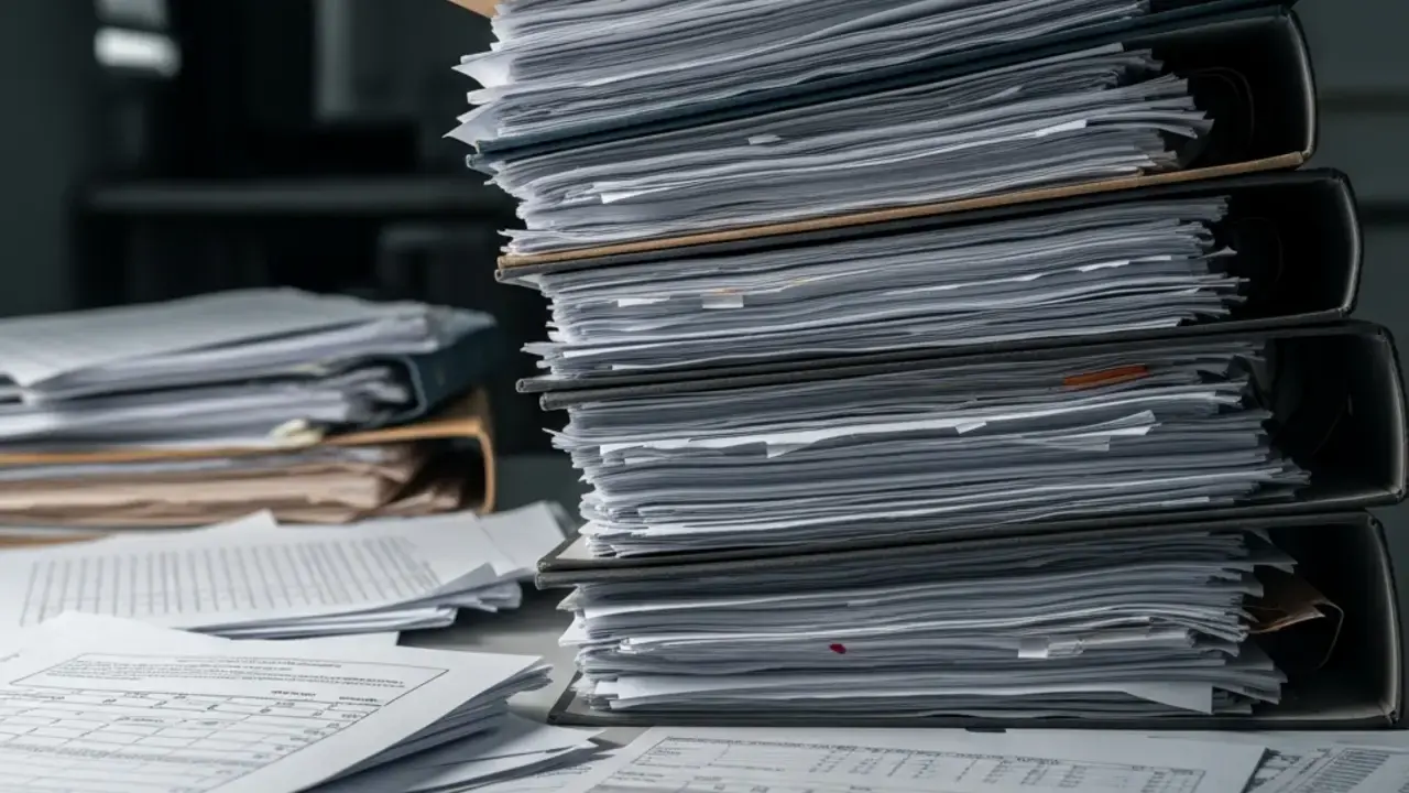 Ilustração representando falhas das soluções tradicionais na gestão NR PME Penha mostrando documentos espalhados, papéis e checklists incompletos