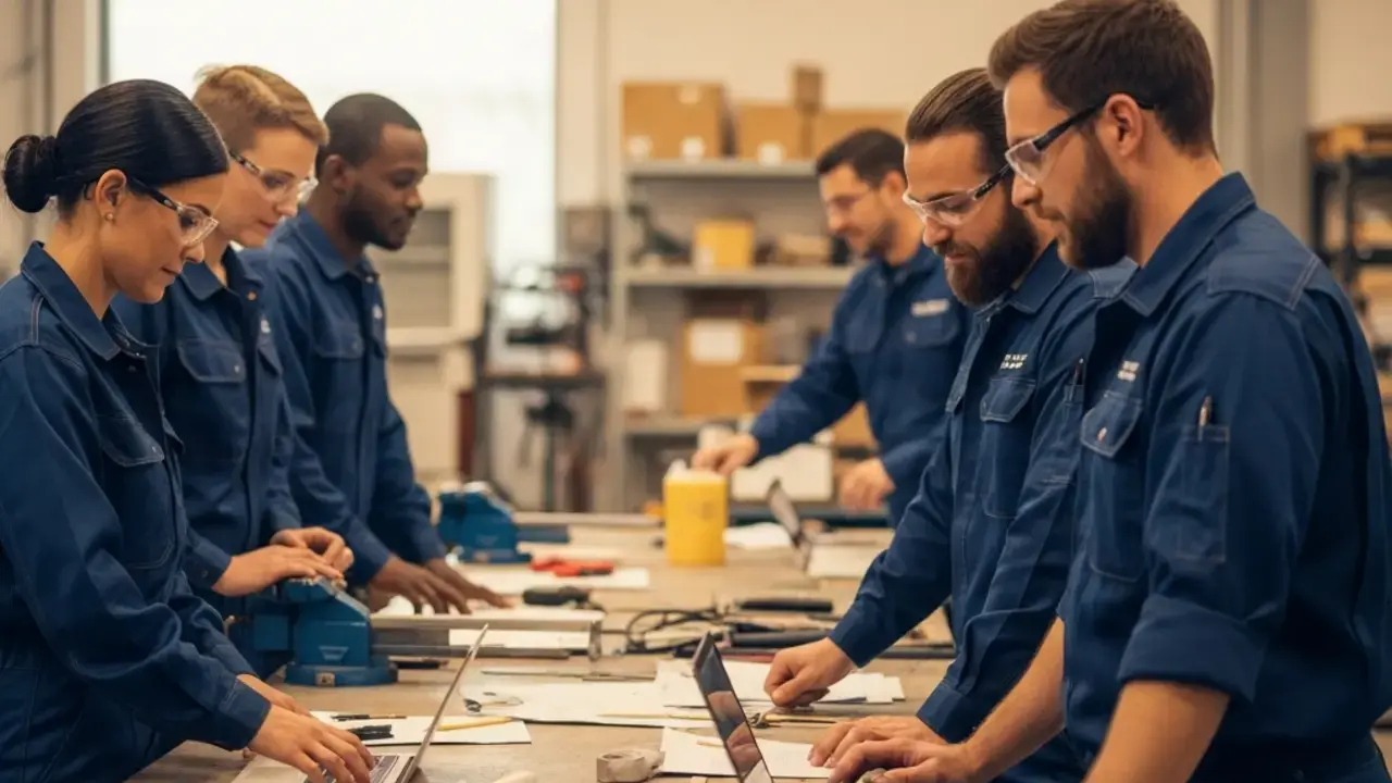 Equipe confiante em ambiente seguro com gestão de NR eficiente