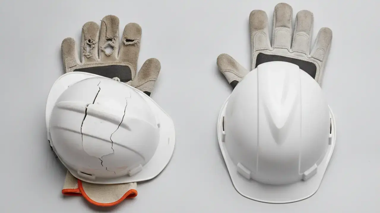 Trabalhador demonstrando a durabilidade e a qualidade superior dos EPIs da EPImais, como capacete e luvas de segurança, que oferecem proteção eficaz e custo-benefício
